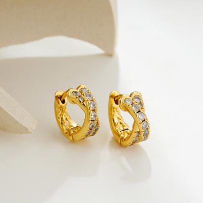 Fashion CZ Zircon Hoop Earrings for Women Gold Color Plated Double Twist Huggie Earrings Minimalist Hypoallergenic Jewelry Gift
