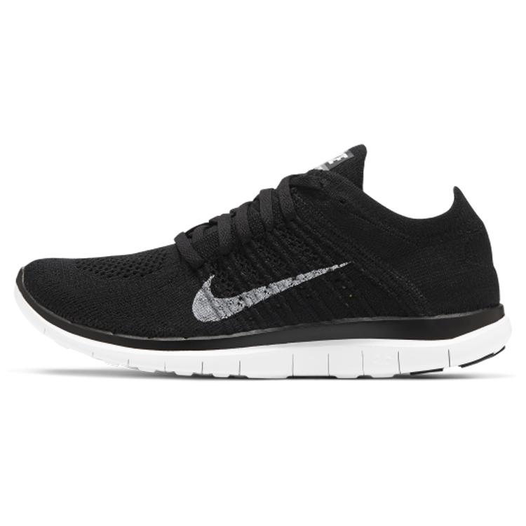 Nike Womens Free Flyknit 4.0 (women's sizes) Black / White-Dark Grey Running Shoes 631050 001