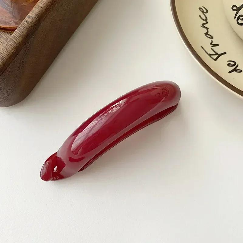 Acrylic Small Hairpin Fashion Ponytail Hairpin Minimalist Women Solid Color Banana Clip Hairpin Women Banana Clip Brown Red 2025