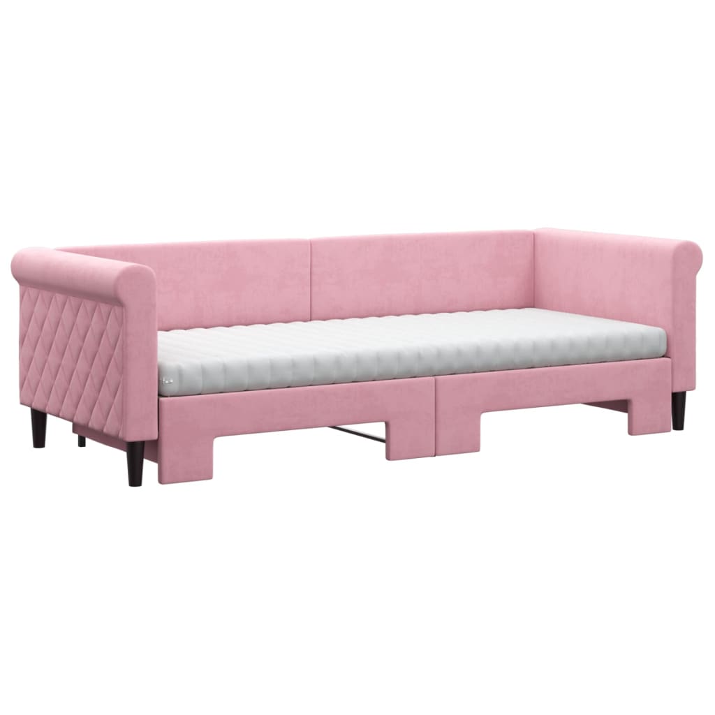 Extendable Daybed with Mattresses Pink 80x200 cm Velvet
