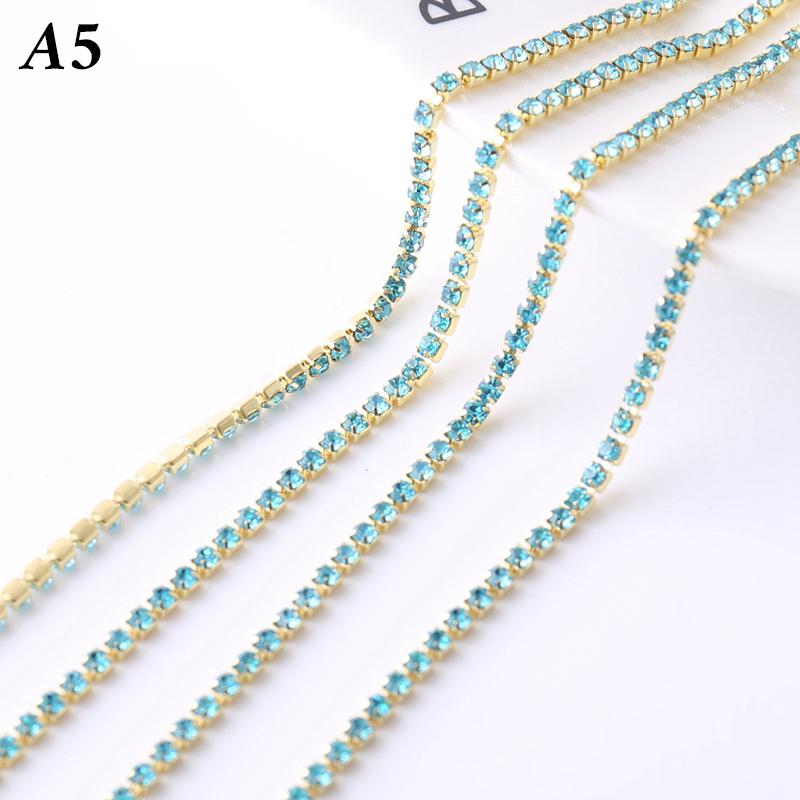 5M Rhinestone Drill Chain 2mm Glass Rhinestone Claw Chain Trim DIY Sewing Costume Craft Performance Clothing Decor Accessories