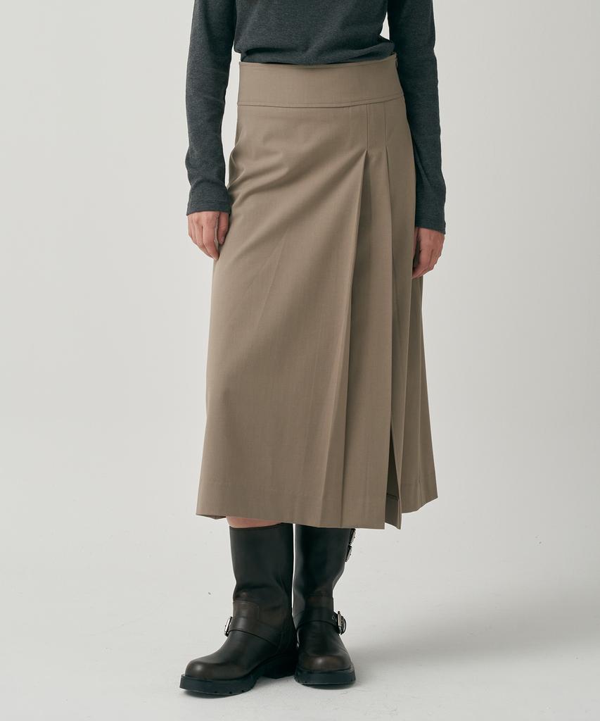 Mot Pleated Long Skirt-Beige