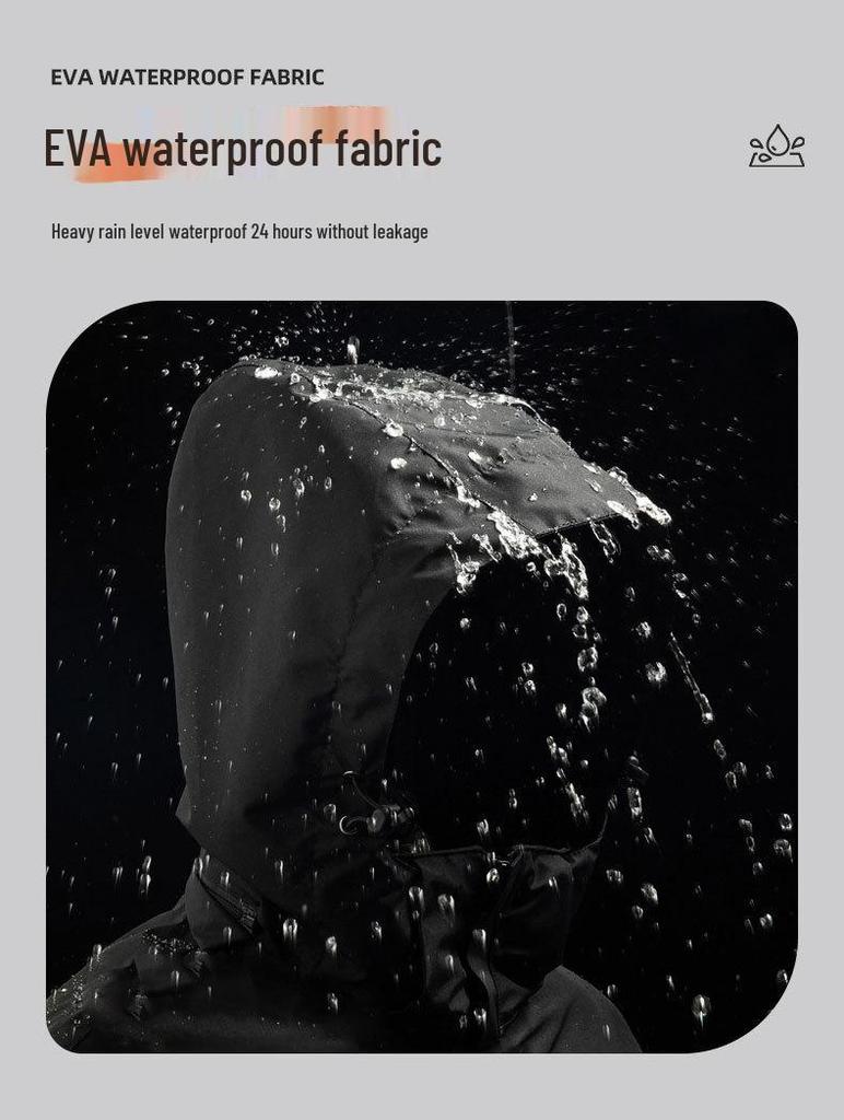 Мужской черный плащ-дождевик из ЭВА с капюшоном XL – Полная защита от дождя и шторма