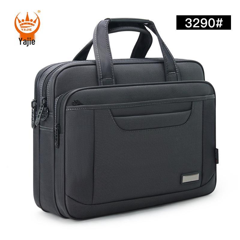 Мужской деловой портфель большой вместимости: Износостойкая компьютерная сумка через плечо из ткани Оксфорд