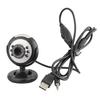 USB Webcam High 6 LED Night Clarity 12.0MP Light Web Camera Built-in Mic