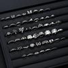 51 Pcs Punk Ring Set For Women Men Gothic Butterfly Heart Snake Angel Black 8 Design Match Ring Daily Wear Jewelry Gifts