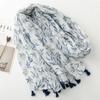 Four Seasons New Cotton And Hemp Texture Scarf Small Fresh Japanese Small Flower Thin Style Tassel Silk Scarf Shawl For Women