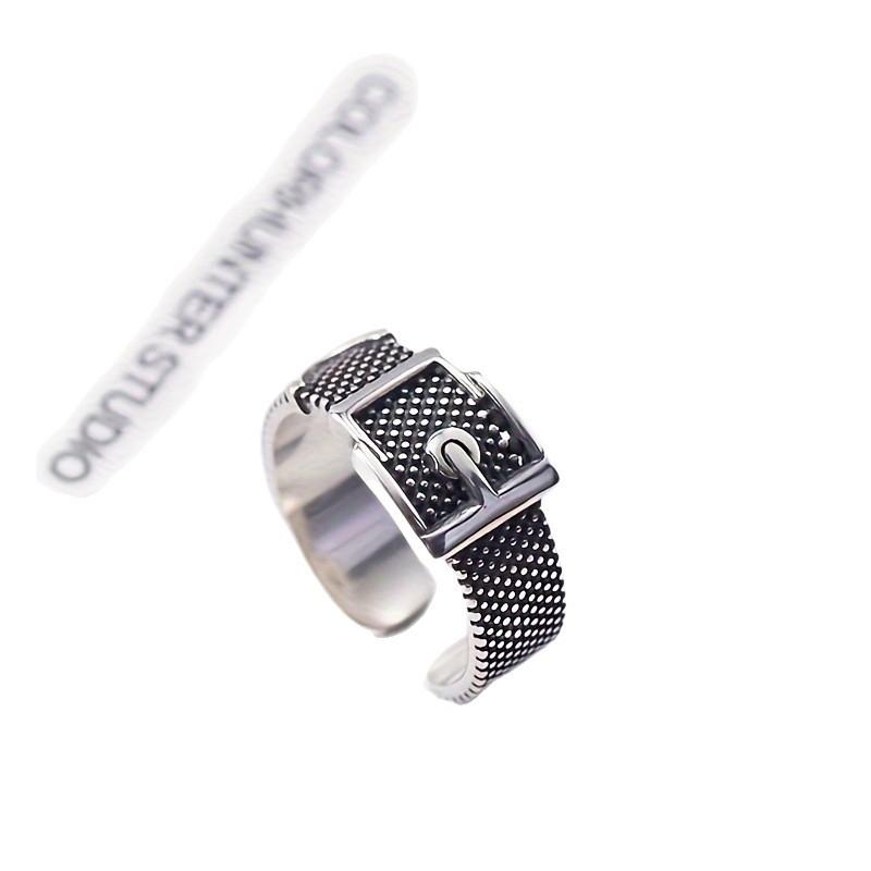 Belt Buckle Ring Men's Trendy Men's Index Finger Ring Simple Retro Hong Kong Style Ring Jewelry Design Punk