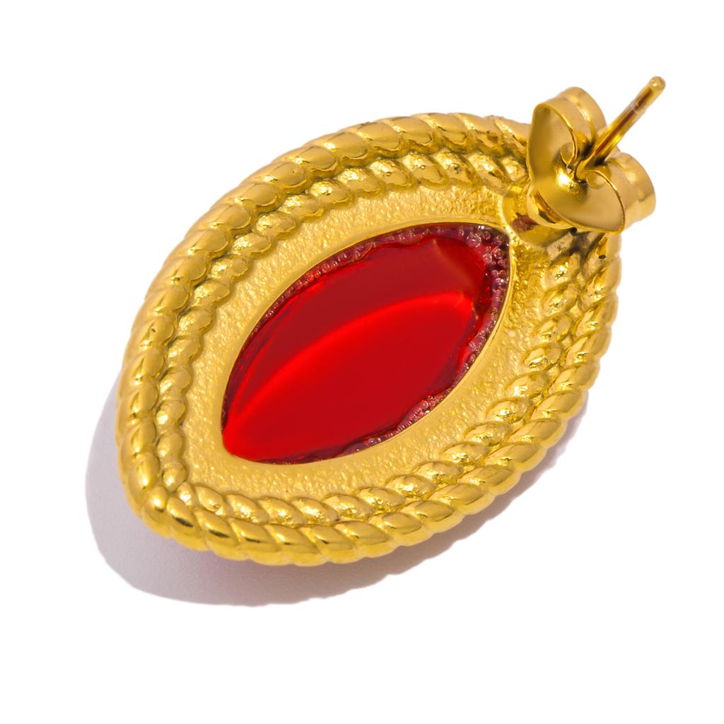 Серьги-ромбы из натурального камня для женщин - Гипоаллергенная нержавеющая сталь с покрытием из 18-каратного золота - Элегантные геометрические серьги для женщин