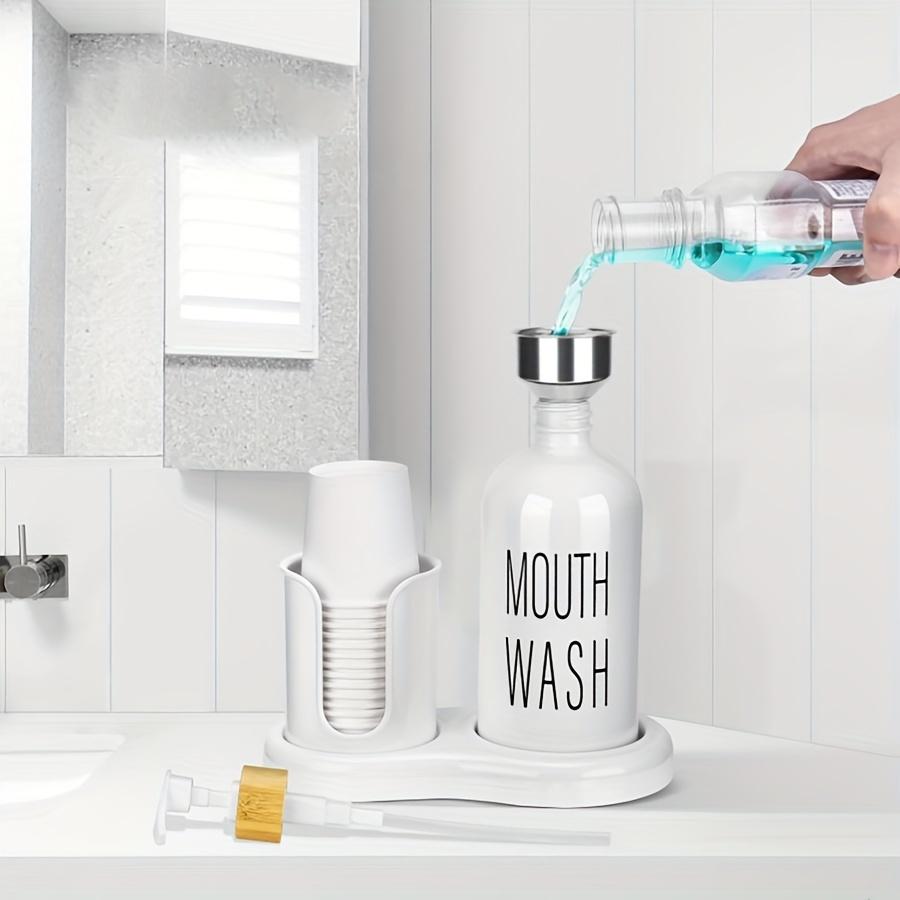 3 шт. дозатор для ополаскивателя для полости рта в ванной с подстаканником, бутылка на 16 унций с насосом, держатель для бумажного стакана, стаканчики для ополаскивателя для полости рта, многоразовые