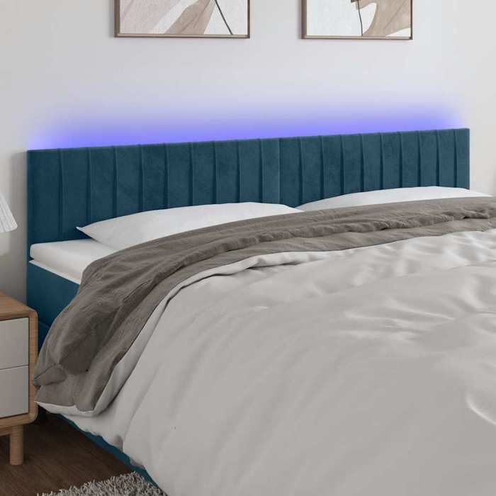Maison Exclusive - Tête de lit à LED Bleu foncé 200x5x78/88 cm Velours