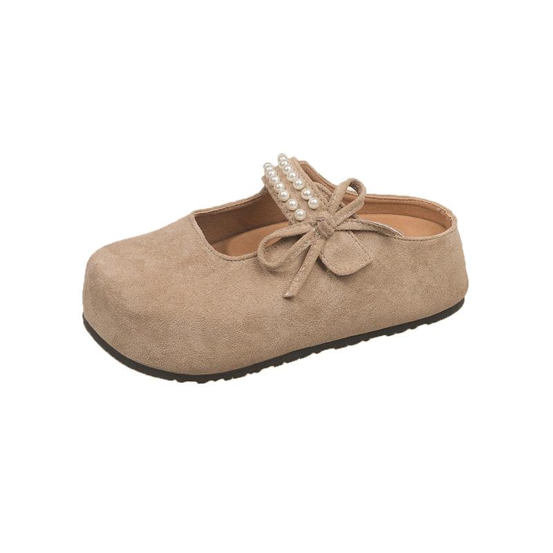 French Medium Heel Half Slippers Women's Outer Wear 2025 New Bag Head Temperament Mary Jane Women's Shoes One Pedal Slippers Sandals