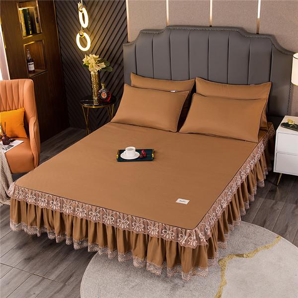 Сплошная цветная рубашка-кровать с кружевными оборками, наматрасник на кровати, простыня, защитная простыня для кровати ( Нет наволочки )