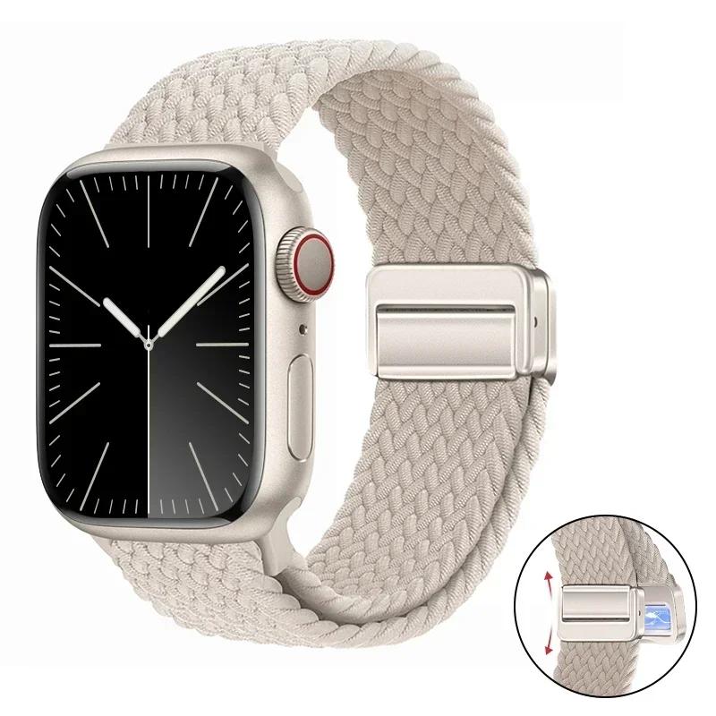 Магнитный плетеный ремешок-петля для Apple Watch 45мм 41мм 44мм 42мм 46мм Ultra 3 49мм Нейлоновый браслет iWatch 11 10 9 8 7 6 5 SE