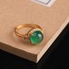 Ретро натуральный зеленый нефрит Хотан кольца для женщин Классические старинные золотые изделия Китайские украшения аксессуары для ципао