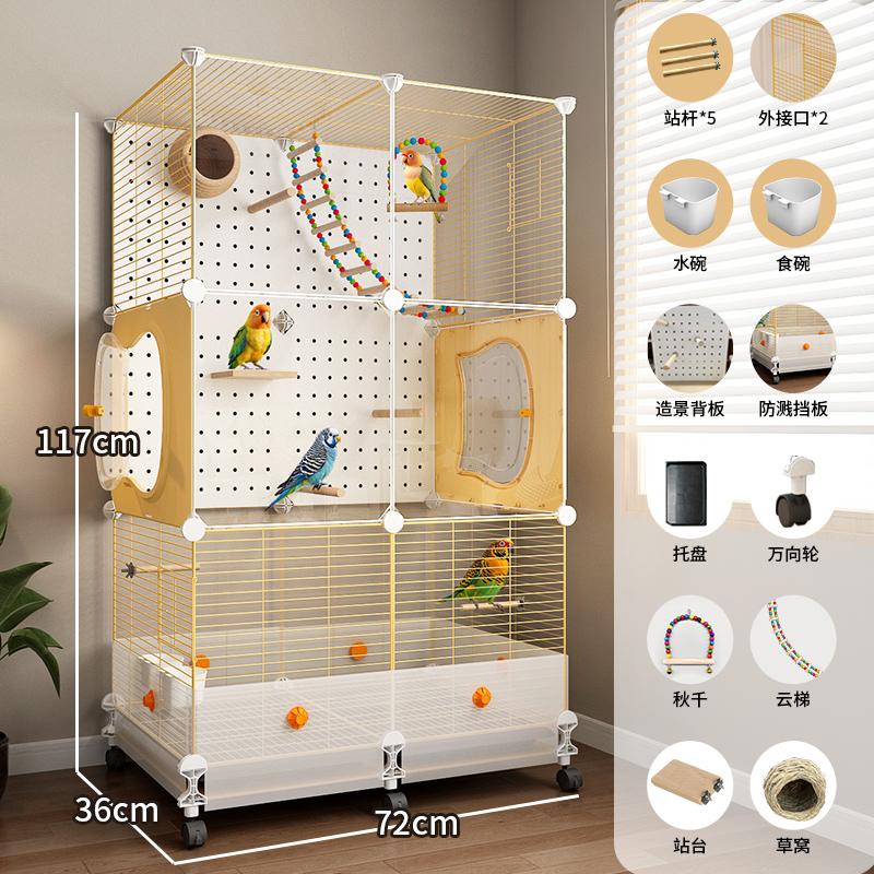 Large Bird Cage for Parrots Anti-Scatter Design for Cockatiels & Budgies, Luxury Aviary for Lovebirds Premium Pet Flying House