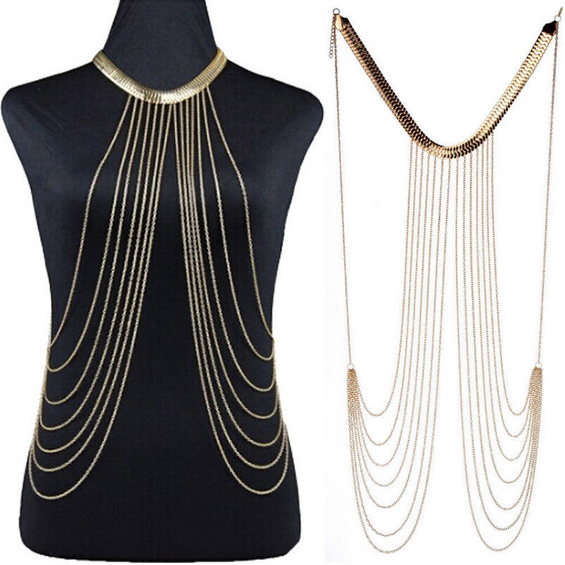 Sexy Body Chain Necklaces Tassel Alloy Long Necklace Female Jewelry