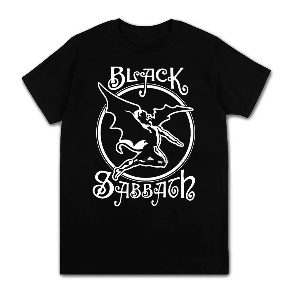 Черная футболка с принтом рок-группы Black Sabbath Мужская Женская Черная Оверсайз С коротким рукавом Большого размера Футболка Унисекс Уличная одежда