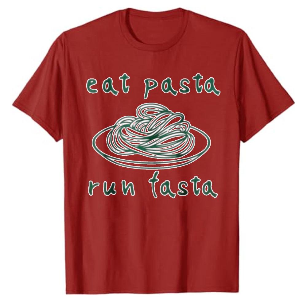 Funny Italian Foodie Graphic Cotton Tee Spaghetti Running Joke Shirt for Unisex Women Graphic T Shirts Unisex Clothing Harajuku Tops