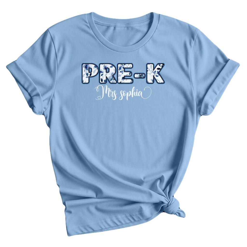 Personalised Pre-K T shirt Back To School Teacher Appreciation Gift Women Tee
