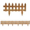 Pack of 12 Wooden Border Fences, Garden Fixed Picket Fence for Lawn Edging, Flowerbed, 60L x 1D x 34H cm, Brown