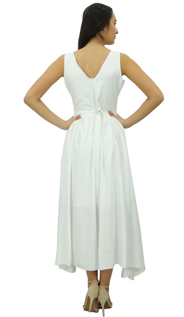 Bimba Женское шикарное кружевное платье без рукавов, длинное, повседневное, хлопковое, макси