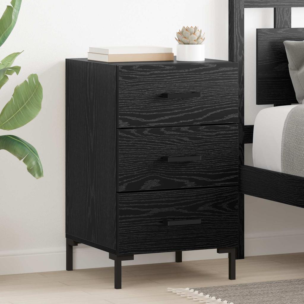 Nightstand Black Oak Effect 40 x 40 x 66 cm Particleboard