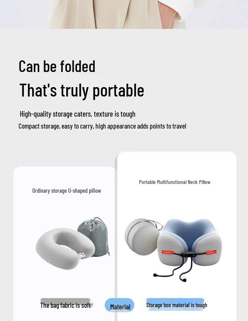 Портативная U-образная подушка-подголовник из пены с эффектом памяти для путешествий и длительных поездок