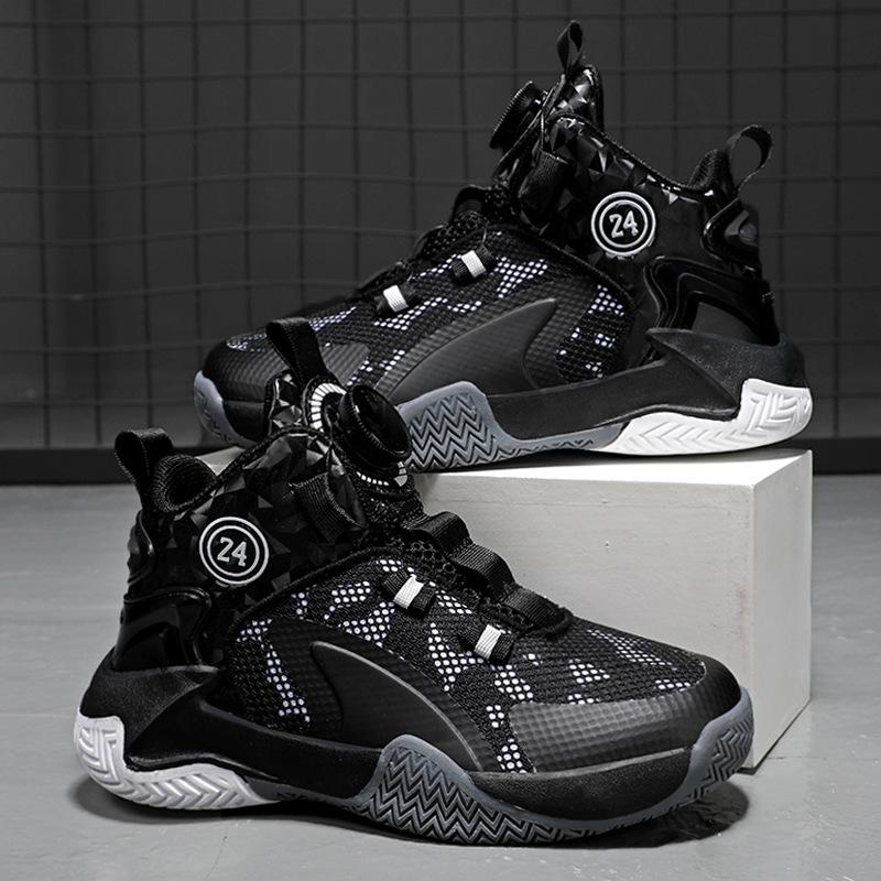 Children's boys' sports shoes with rotating buckles, suitable for spring and autumn2026Boys' running shoes, new autumn collection, basketball shoes