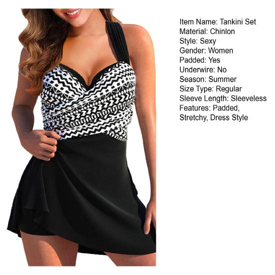 2Pcs/Set Tankini Set Two Piece Boy Floral Print Shorts Dress Beachwear Sexy Push Up