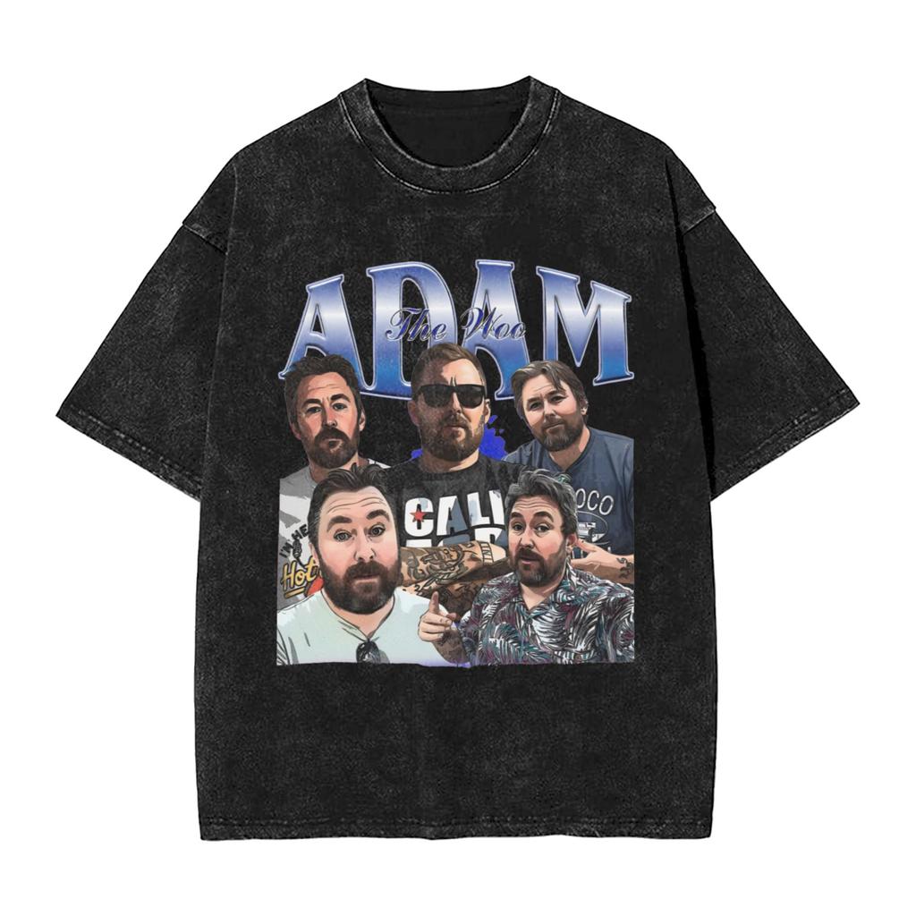 Adam The Woo Washed T Shirt Couple Y2K Retro Cotton T Shirts Summer Breathable Harajuku Tee Shirt Loose Plus Size Clothing