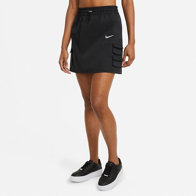Nike Спортивная одежда Swoosh однотонная средняя талия 3D логотип карман тканая спортивная повседневная юбка женские юбки черный CZ8907-010