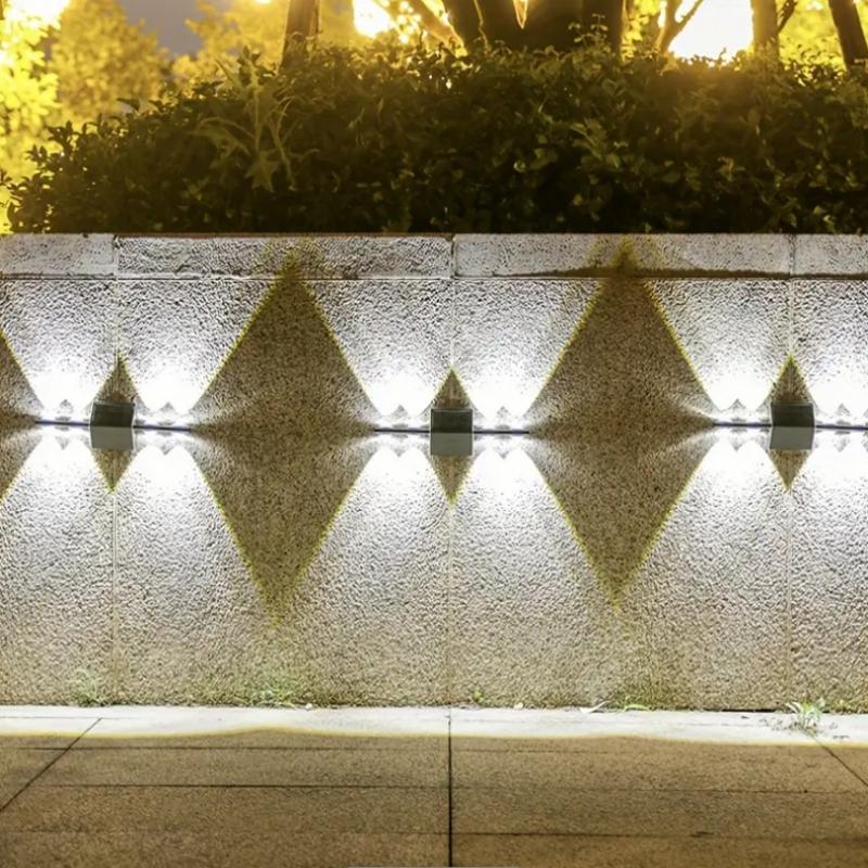 1pc Solar Convex Mirror Wall Lamp LED Outdoor Lighting Decorative Landscape Light Solar Exterior Wall Lamp Garden Wall Light