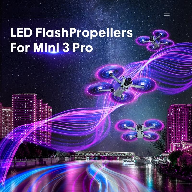 LED Flash Light Propellers for Mini 3 PRO Blades Props Cool Glowing Ring Paddle Blade Rechargeable Night Flying
