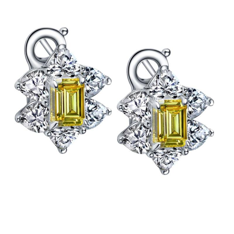 Gica Gema 100% стерлингового серебра 925 пробы, светло-желтый прямоугольник, персонализированные классические серьги-гвоздики для женщин, изысканные ювелирные изделия высокого качества, подарок