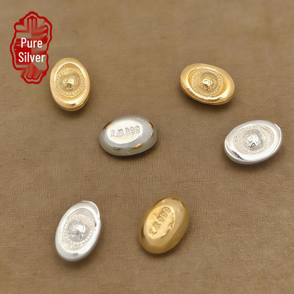 S999 Sterling Silver Beads: DIY Bracelet & Necklace Accessories, Ancient Method Pure Silver for Luck.