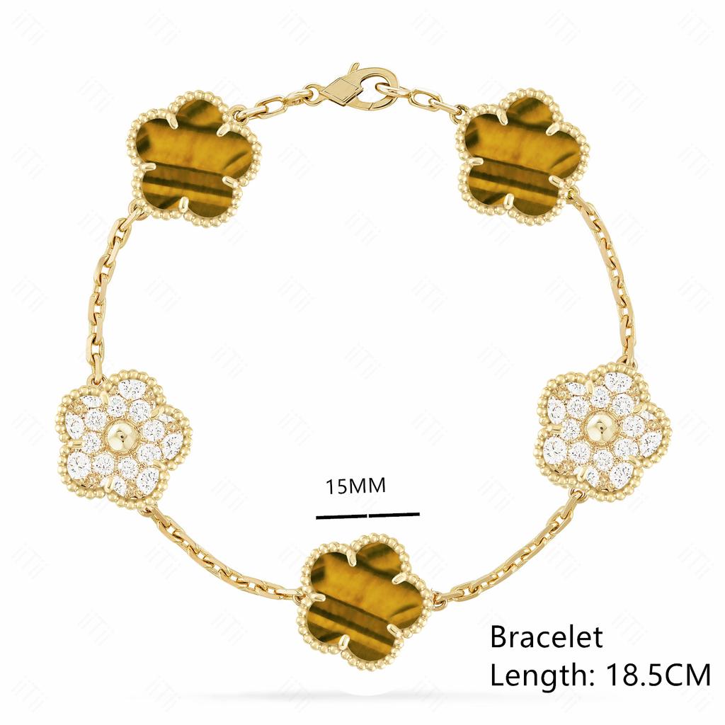 High-quality Fashion Brand Gold Silver Lucky Flower Clover Mother-of-pearl Bracelet Women's Natural Gem Hot Sale