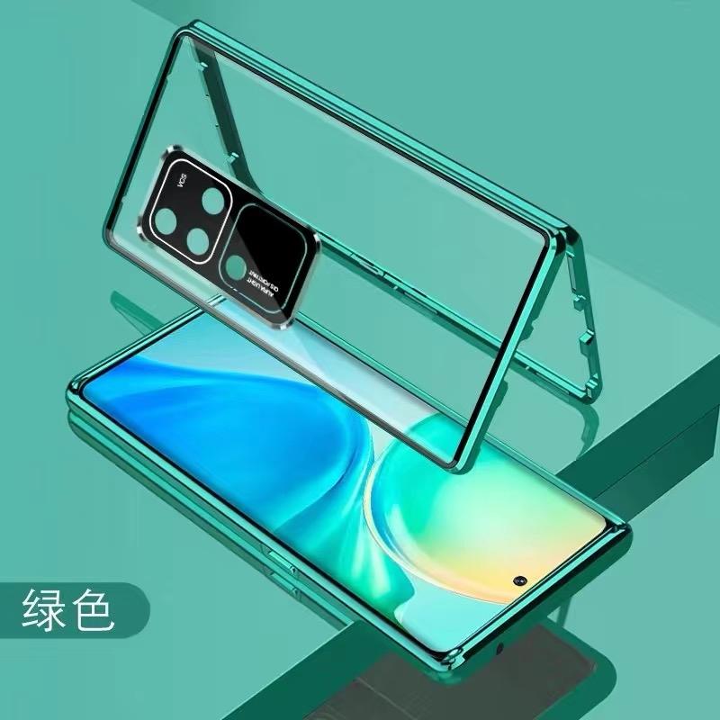 Полный чехол 360 для Vivo V30 Pro 5G, чехол с двусторонним магнитным притяжением, металлическая закаленная стеклянная защитная крышка для телефона, бампер