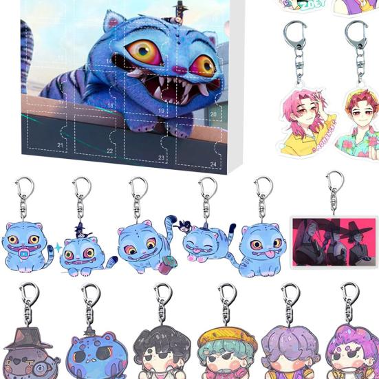 Аниме Рождественский Обратный Отсчет Коробка 24-Дневный Адвент-Календарь с Акриловыми Подвесками-Игрушками