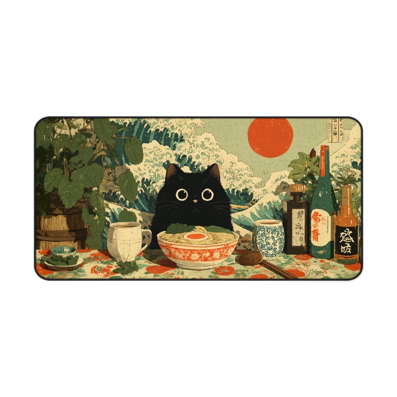 Vintage Desk Mat Black Cat Desk Pad Cute Anime Mousepad Laptop Mat pad for Computer Mouse Office Accessories 900x400 Mouse Mat
