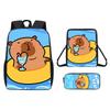 Capybara Pattern Cartoon Backpack Shoulder Bag Pencil Case Three Set Piece