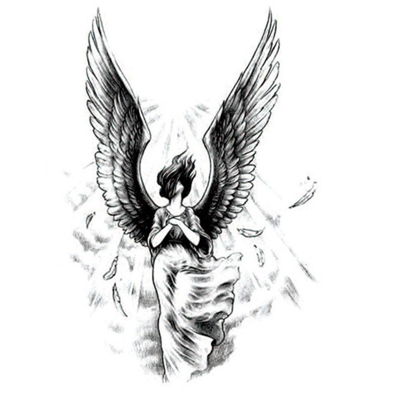 Наклейка на татуировку на руку с цветком, крылья ангела, череп, ветер, набор для переноса на воду, водонепроницаемая наклейка на татуировку