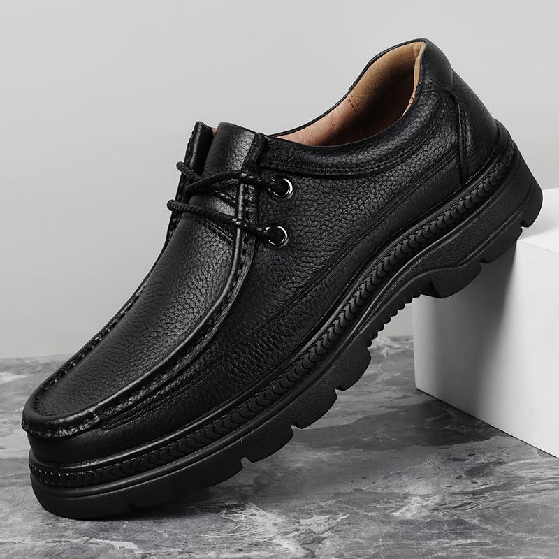 Trendy New Winter Hot Selling Cotton Shoes for Men Thick Soled Oxford Shoes for Office Business Genuine Leather Shoes for Men’s