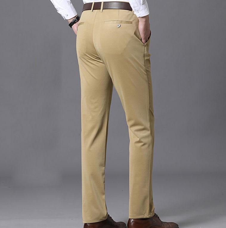 Summer Men's Ice Silk Trousers Breathable Ultra-thin High-end Business Stretch Draped Casual Pants