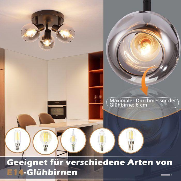 Plafonnier - NETTLIFE - Plafonnier 3 flammes - Spots orientables 350° - E14 3 ampoules - Noir métal moderne