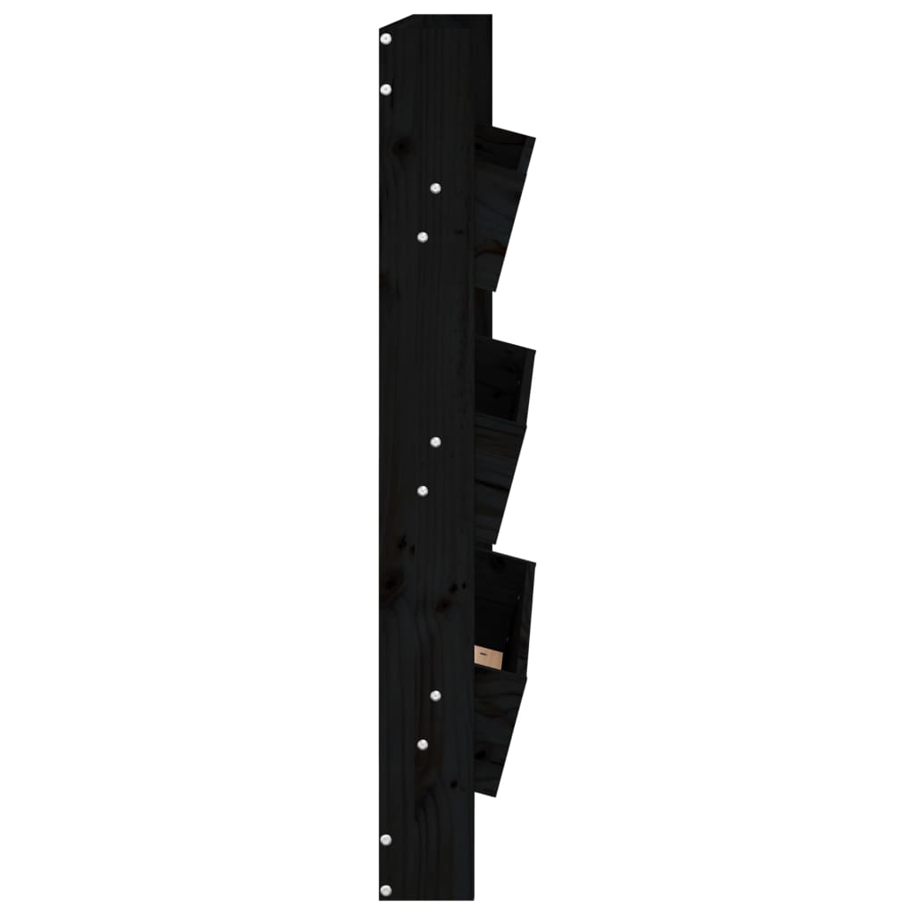 Wall Mounted Plant Box 3 Tier 60 x 18.5 x 110 cm Black Pine Wood