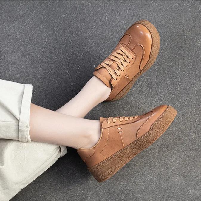 Johnature Туфли на плоской подошве в британском стиле, повседневные и универсальные, из натуральной кожи, с мягкой подошвой, на шнуровке, женские туфли