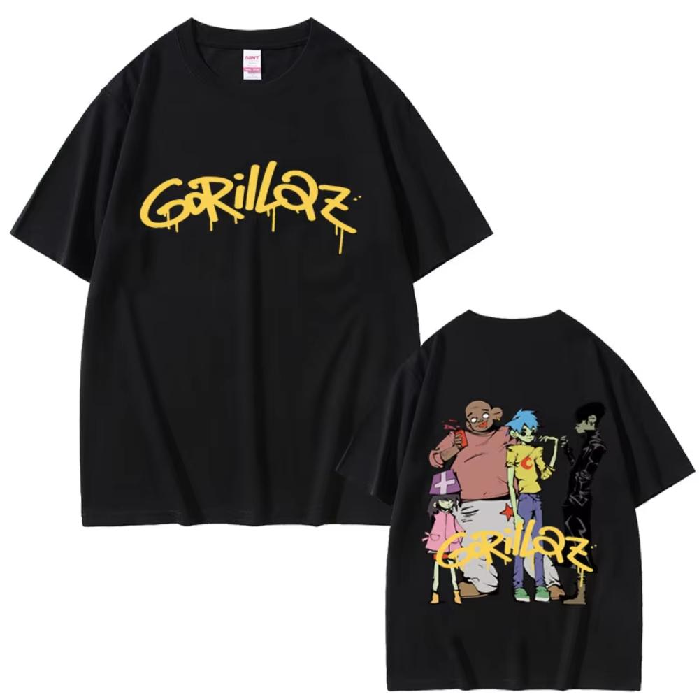 Альтернативная рок-группа Gorillaz Футболки Мужские Женские Хип-хоп Мода Винтажные Футболки Летние Мужские Готические Оверсайз Футболки с Круглым Вырезом