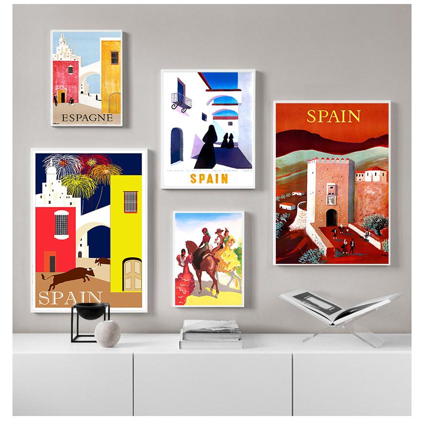 Canvas Painting Vintage Wall Kraft Posters Coated Stickers Home Decorative Pictures Gift Pop Art Travel to Spain Espagne