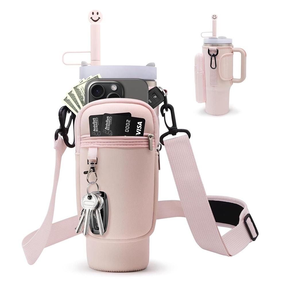 Чехол для бутылки с водой может быть защитным чехлом через плечо. Сумка-переноска для бутылки с водой с карманом для телефона, держатель для бутылки с регулировкой